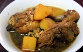 Beef soup with potatoes served in Banaue