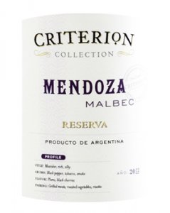 Criterion Collection Mendoza malbec Reserva 2012