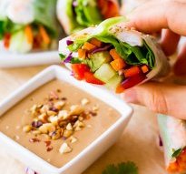 Homemade Fresh Summer Rolls with Easy Peanut Dipping Sauce are healthy, adaptable, and make a wonderful light dinner, lunch, or appetizer. Here's exactly how I make them.