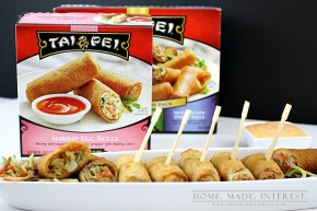 I love doing an Asian restaurant-inspired theme for parties. Egg rolls and Spring rolls are two of my favorite things and I don’t have to make them because Tai Pei Foods does it for me. I have a few simple Asian dipping sauce recipes that I make and I get to focus on serving pretty party food.