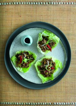 Rainbow Beef in Lettuce Cups
