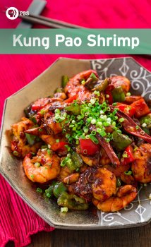 Shrimp takes a turn in a twist on the Chinese-American takeout classic of Kung Pao Chicken for a weeknight meal that comes together in 15 minutes.