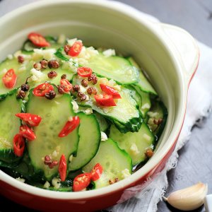 Spicy pickled cucumber salad