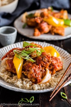Sweet and Sour Chicken - This recipe teaches you to cook proper Chinese takeout style sweet and sour chicken with a tutorial video and step-by-step pictures.
