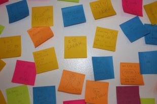 Those Post-It notes contain messages from previous customers. - PHOTO BY SARAH FENSKE
